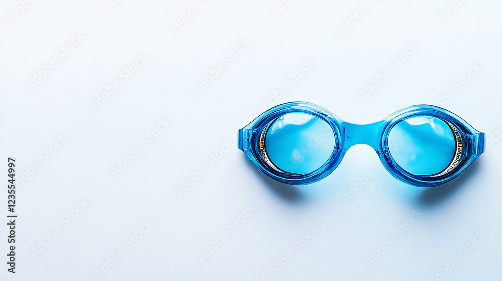 Fototapeta premium blue swimming goggles on white background summer vacation minimalist product photography