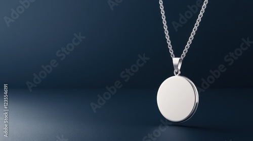Elegant Silver Pendant Necklace with Simple Design on a Dark Background for Jewelry Stock Photography