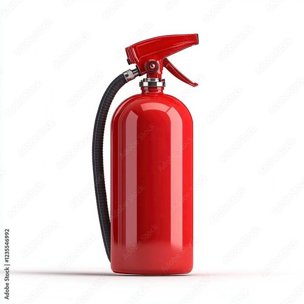 Obraz premium Red Fire Extinguisher on White Background Studio Shot