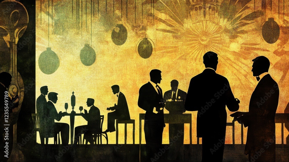 Men in Suits at a Festive Evening Gathering Men in Suits at a Festive Evening Gathering