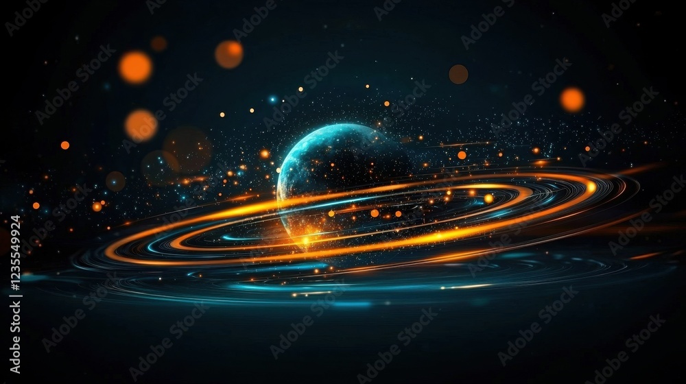 Fototapeta premium Exploring space orbiting planets in a vibrant galaxy environment
