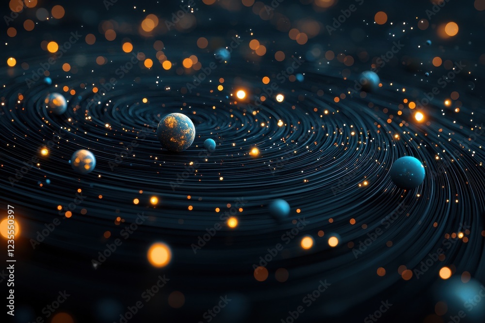 Obraz premium Exploring the glittering galaxy in space orbiting cosmic art