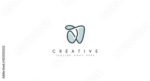 Dental Clinic Logo Tooth abstract Linear Dentist stomatology.