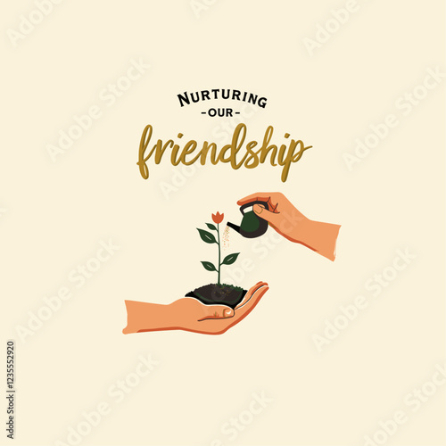 Blooming Friendship: Symbolic Depiction of Cultivating Connections through Nurturing Gestures