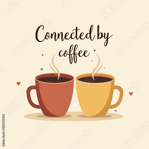Two Coffee Cups Interlocked: A Symbolic Bond of Friendship Over a Shared Warm Brew