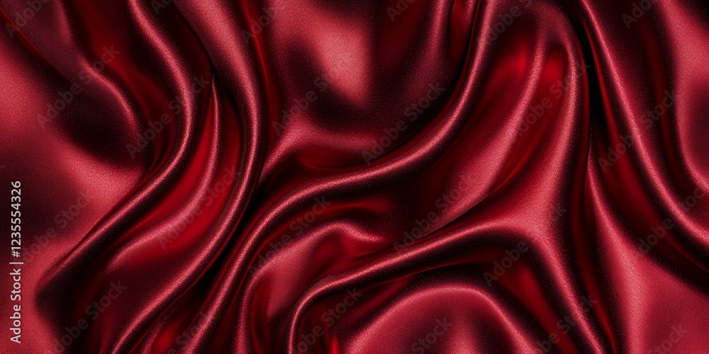 Obraz premium Luxurious Deep Red Satin Fabric Draped Texture Background