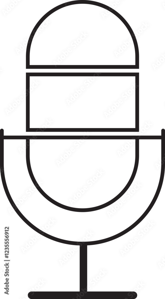 Microphone icon. Microphone logos template for web and mobile app. Media and Web icon in line style. Microphone icon symbolizing broadcast and audio recording on a transparent background.