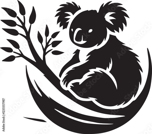 koala silhouette black and white vector icon