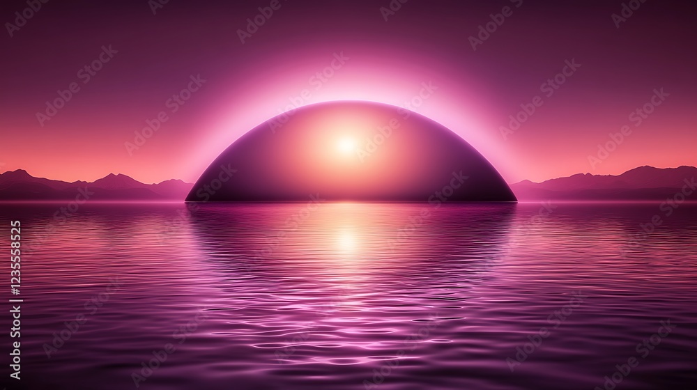 Fototapeta premium Ovoid Structure at Sunset Over Still Waters