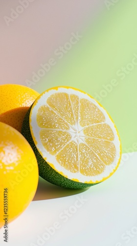 Juicy Lemons  Sliced Citrus Fruit  Vibrant Yellow  Healthy Food  Refreshing Drink  Summert photo