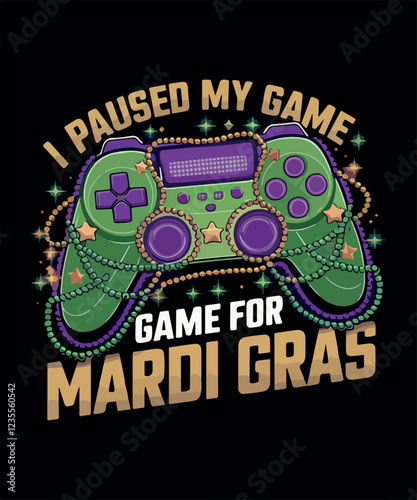 Mardi Gras Gaming Controller  T Shirt Design