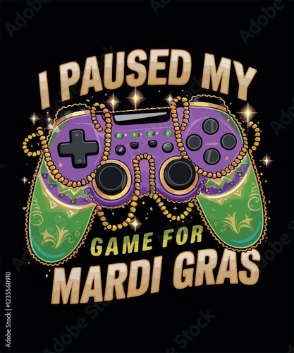 Mardi Gras Gaming Controller  T Shirt Design
