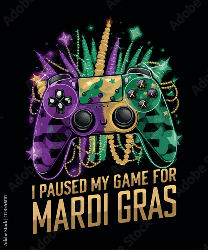 Mardi Gras Gaming Controller  T Shirt Design