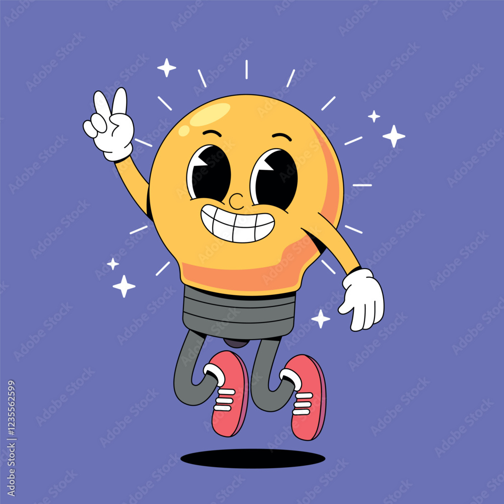 Cartoon jumping lamp bulb mascot Cartoon jumping lamp bulb mascot