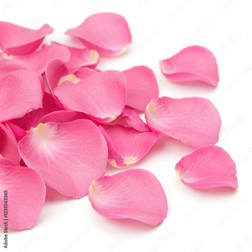 Fototapeta premium pink rose petals isolated on white background.