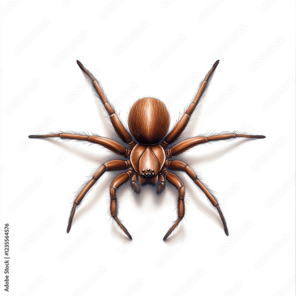 Realistic Brown Spider on White Background with Detailed Features and Textures for Nature or Insect Themes Realistic Brown Spider on White Background with Detailed Features and Textures for Nature or Insect Themes