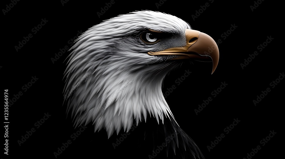 Majestic Bald Eagle Profile Against Dark Background Majestic Bald Eagle Profile Against Dark Background