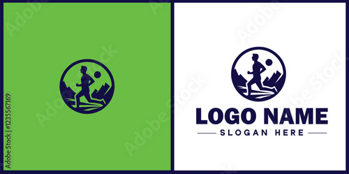 Running Club icon Jogging group Athletics club Running association flat logo sign symbol editable vector