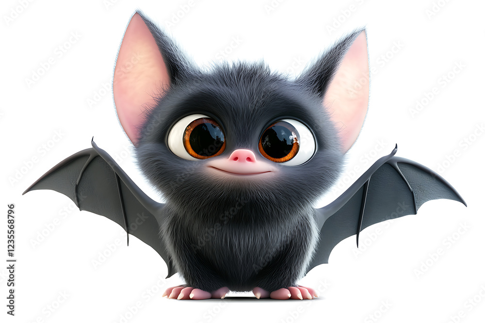 Fototapeta premium bat on a white background, a bat, bat in flight, flying bat Isolated white background, 3d Rendering, AI Generative
