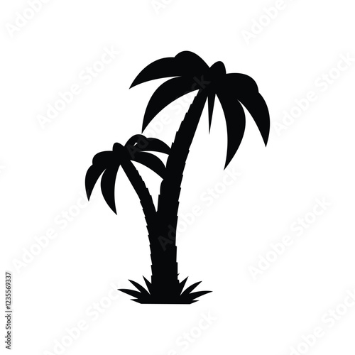 palm trees silhouette icon vector black and white background