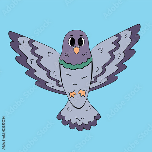 Cartoon flying pigeon