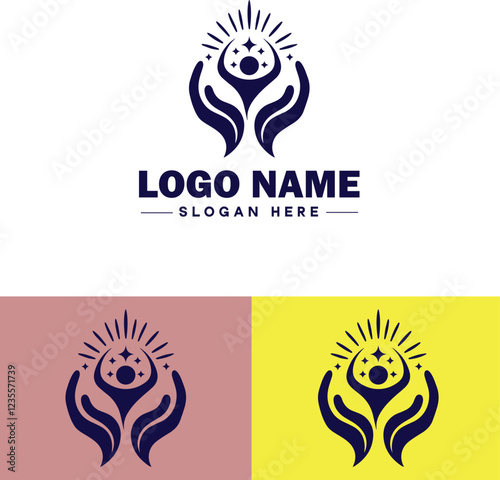 Spiritual Healing icon Energy healing Holistic healing Alternative therapy flat logo sign symbol editable vector