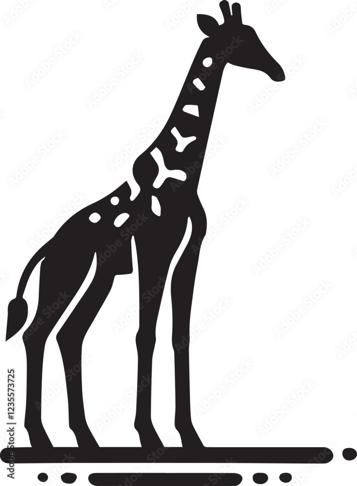 Giraffe silhouette black and white vector icon Giraffe silhouette black and white vector icon