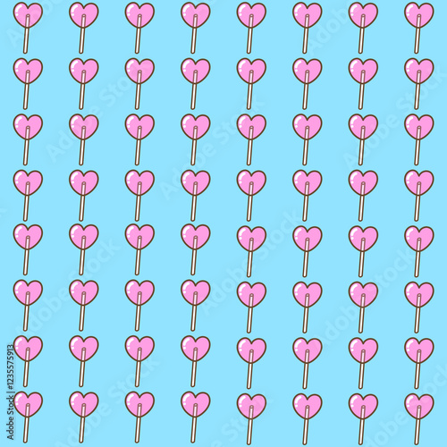 棒付き飴模様の背景シームレスパターン水色/Candy pattern background with a stick light blue