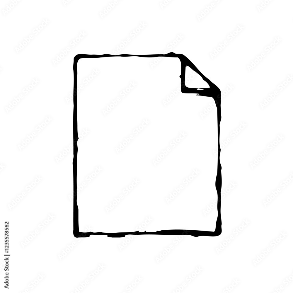Simple Hand Drawn Document Sketch With Folded Corner Simple Hand Drawn Document Sketch With Folded Corner