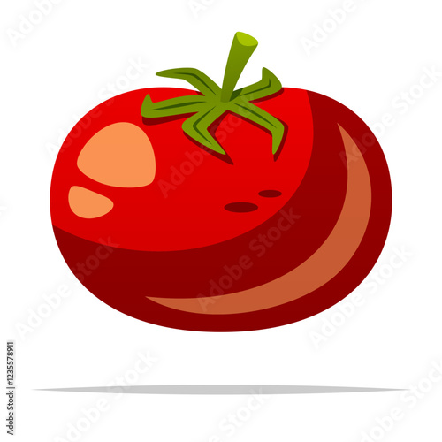 Single red tomato vector isolated illustration