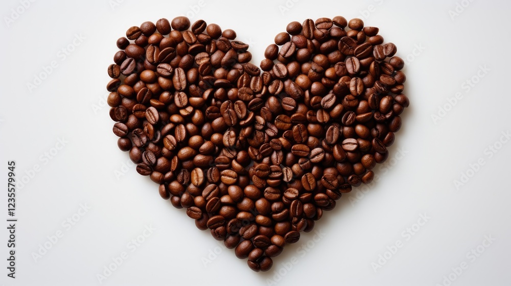 Heart-shaped arrangement of coffee beans on a clean white background, symbolizing love for coffee (1) Heart-shaped arrangement of coffee beans on a clean white background, symbolizing love for coffee (1)