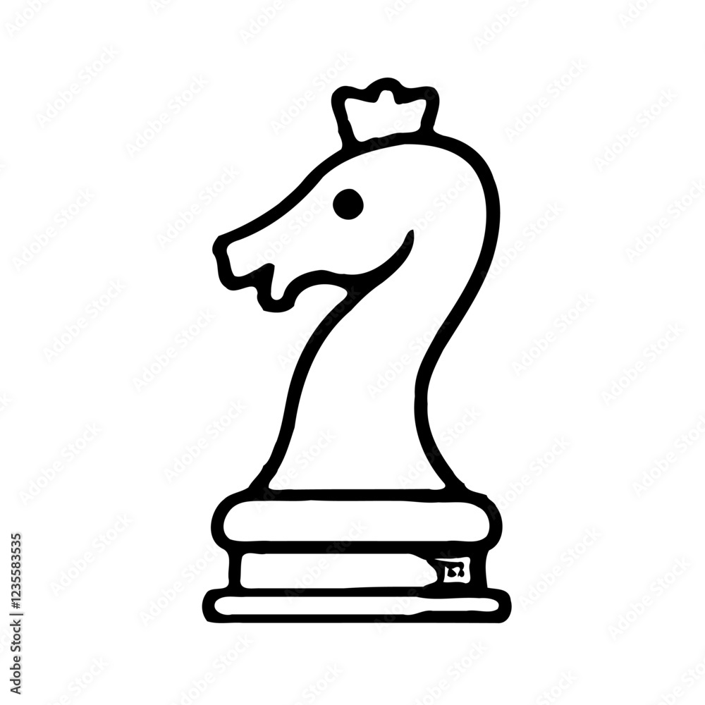 Simple Chess Knight Icon Black Line Drawing Style Simple Chess Knight Icon Black Line Drawing Style