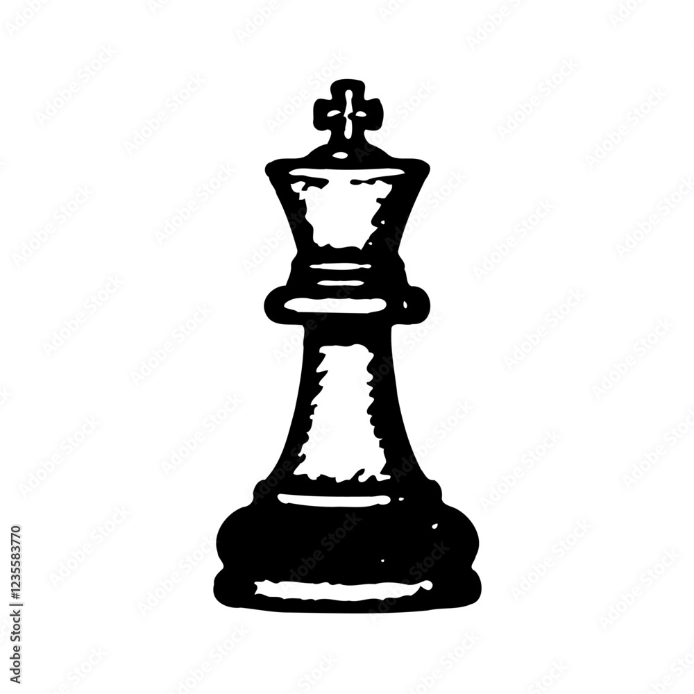Black Chess King Piece on White Minimalist Design Black Chess King Piece on White Minimalist Design