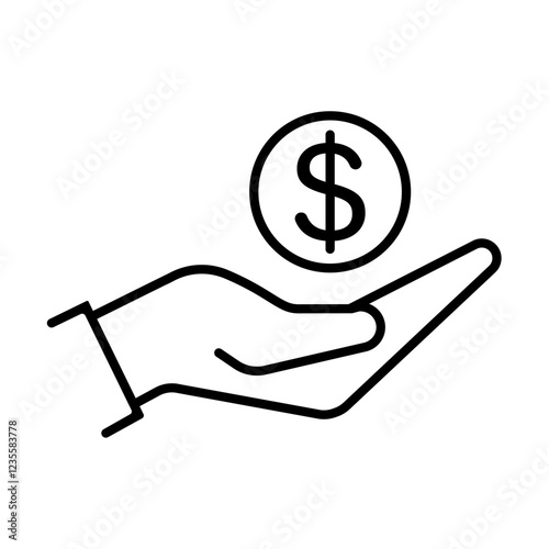 hand holding dollar icon vector save money icon, salary money, invest finance for graphic design, logo, web site, social media, mobile app, ui illustration