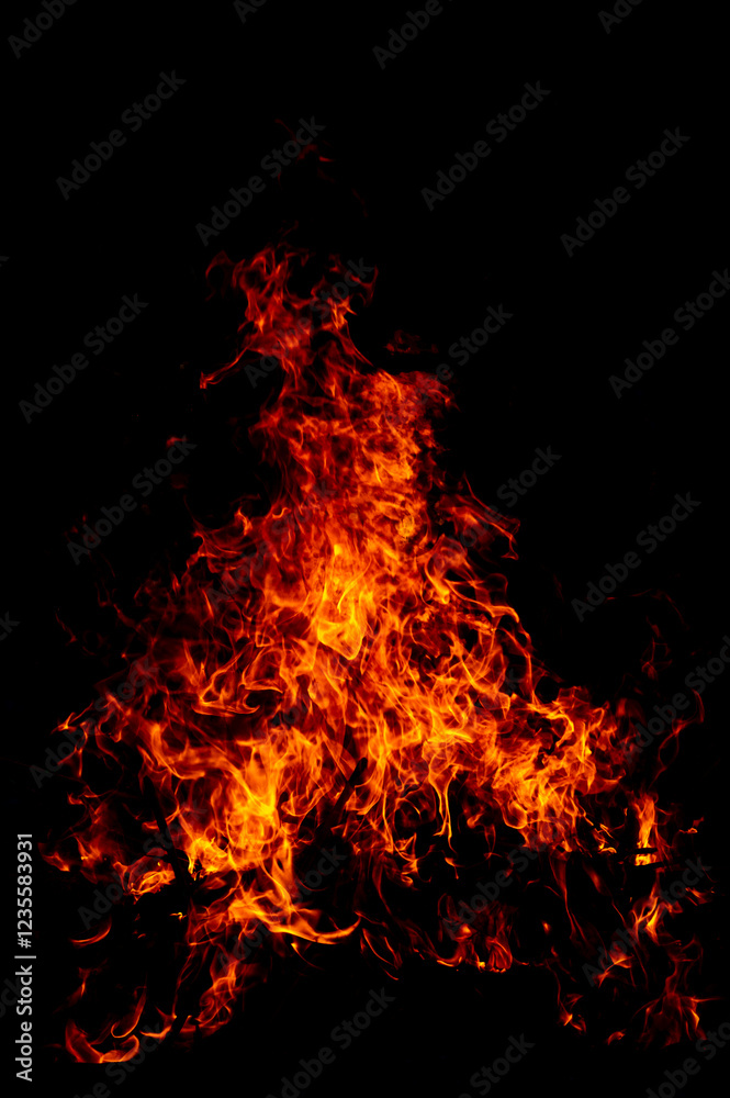 yellow, orange and red Fire flame isolated on background