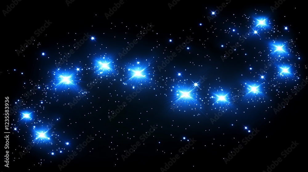 Obraz premium Bright Blue Stars Shine Across Dark Night Sky