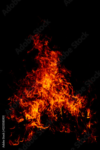 yellow, orange and red Fire flame isolated on background