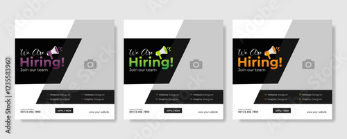 We are hiring job vacancy social media post banner design template with red color. We are hiring social media banner and square web banner design, Job positions for job vacancy design.