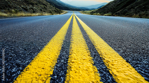 Serene Country Highway Through Mountains, Perfect for Travel and Adventure photo