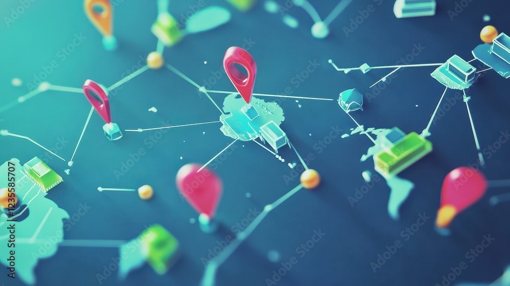 Naklejka premium logistics network flat design top view global trade animation.