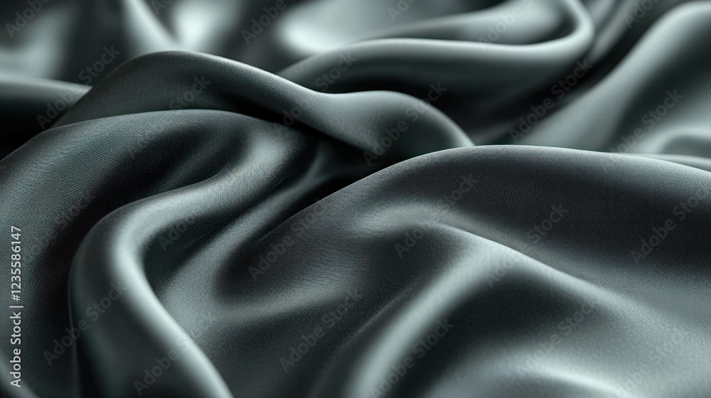 Fototapeta premium Gray silk drapes, studio shot, textile backdrop