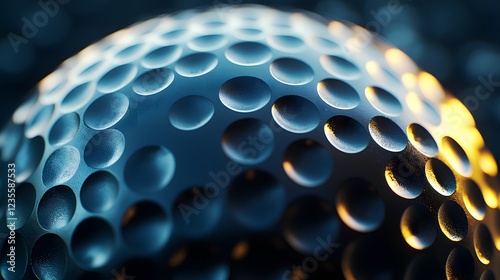 Close-Up View of a Textured Golf Ball Surface with Dimples