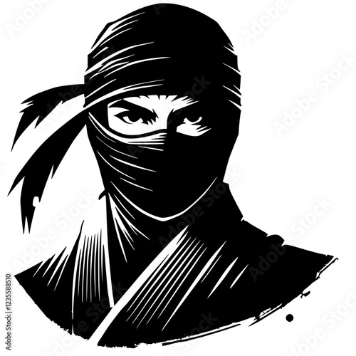 Silhouette portrait of ninja assassin