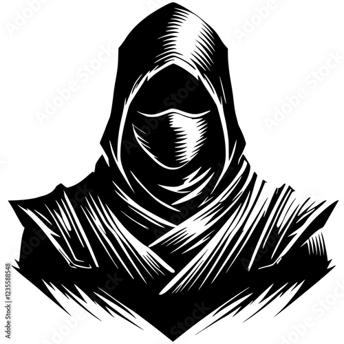 Silhouette portrait of ninja assassin
