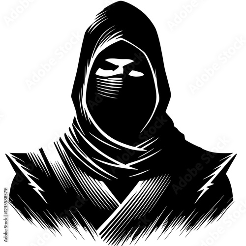 Silhouette portrait of ninja assassin
