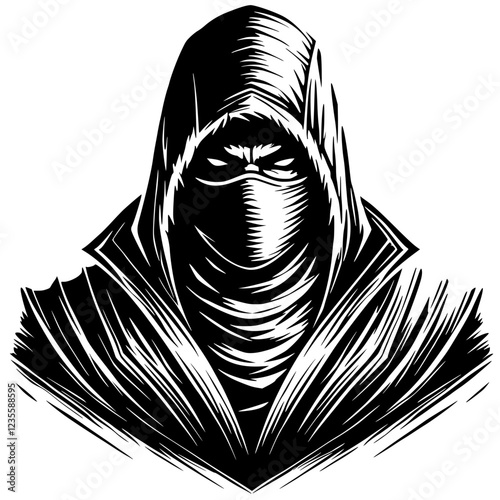 Silhouette portrait of ninja assassin