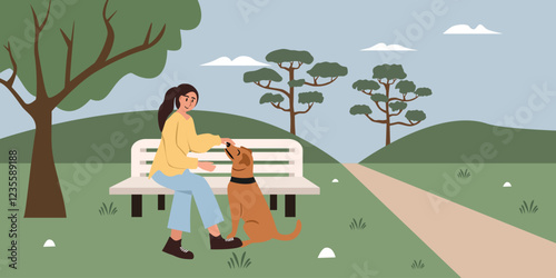 Woman and her Dog in the Park