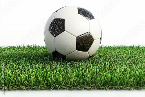 Closeup Of A Black And White Soccer Ball On Green Grass?,