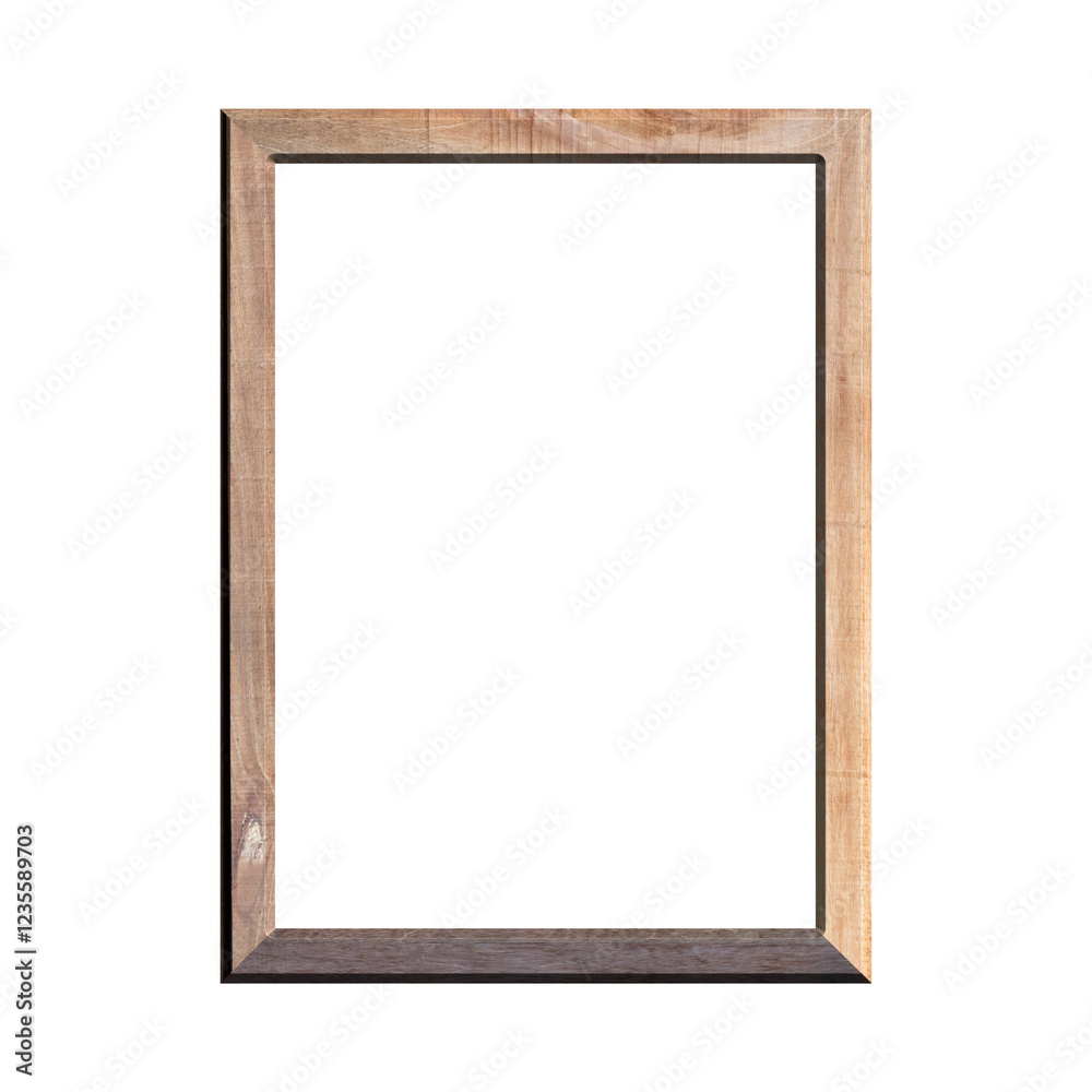 wooden frame with isolated white background. front view of classic wooden frame. for A4 image or text. wooden frame with isolated white background. front view of classic wooden frame. for A4 image or text.