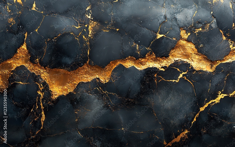 Striking Black Marble with Gold Veins